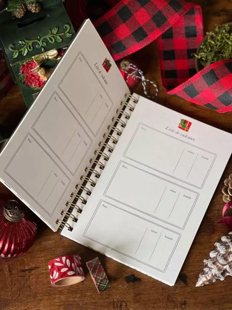 papeterie artisan paper carnet noël liste cadeaux